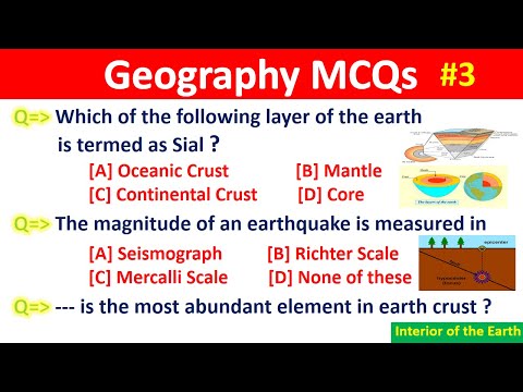 Interior of the earth/ Interior of the earth MCQ questions/ Interior of earth MCQs/ Geography MCQs