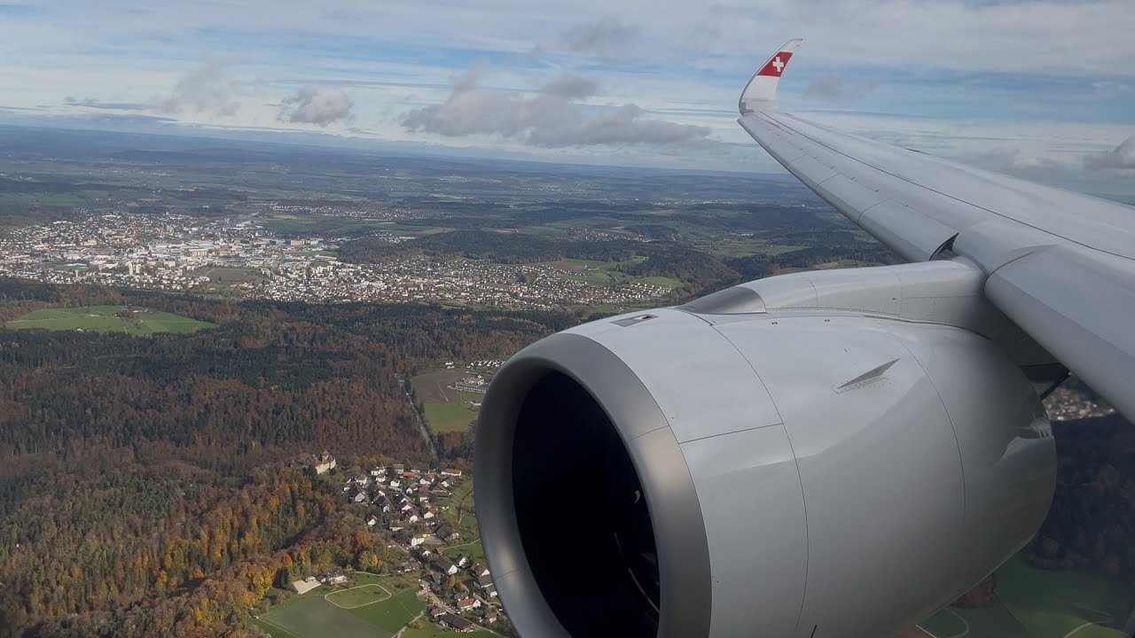 Swiss A350-900 Landing into Zürich International Airport 