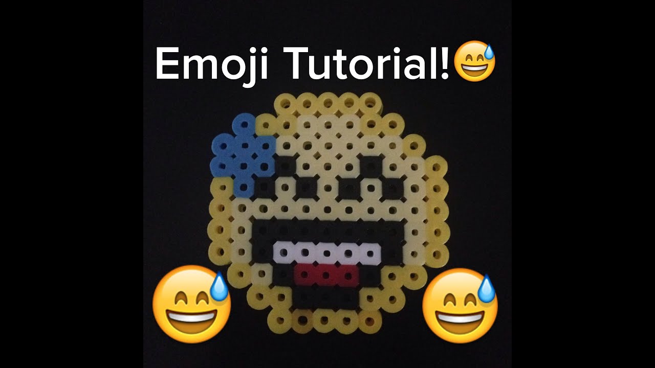 Perler Bead Smiling Emoji with Sweat Tutorial! YouTube