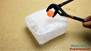 Glowing 1000 Degree Metal Ball vs Ice