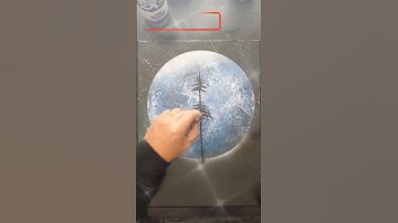 Talking to the Blue Moon - Painting pine trees with a fan brush.  #shorts