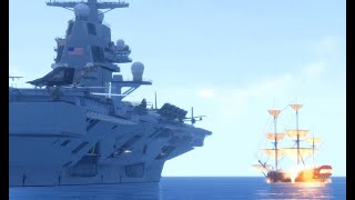 18th Century Warship vs Modern Aircraft Carrier