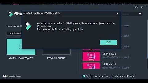 Solución Filmora 9 "An error ocurred when validating" septiembre 2020