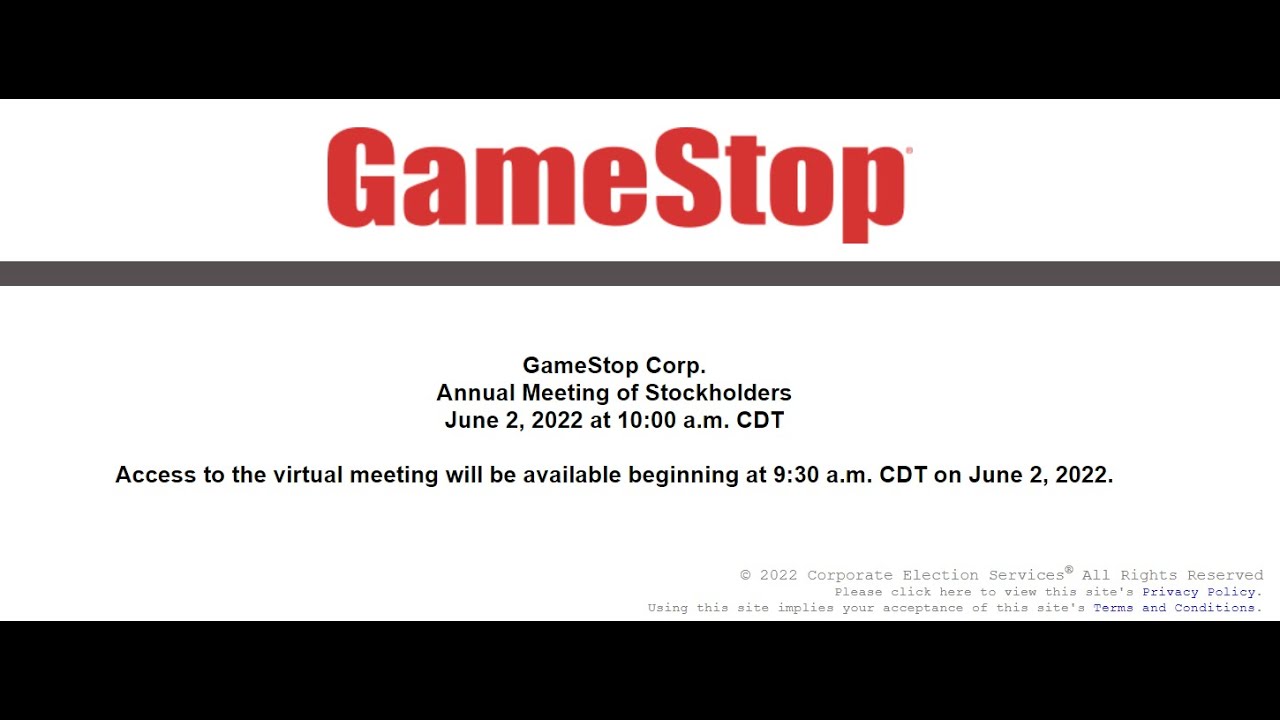 GameStop Annual General Meeting 02 Jun 2022 YouTube