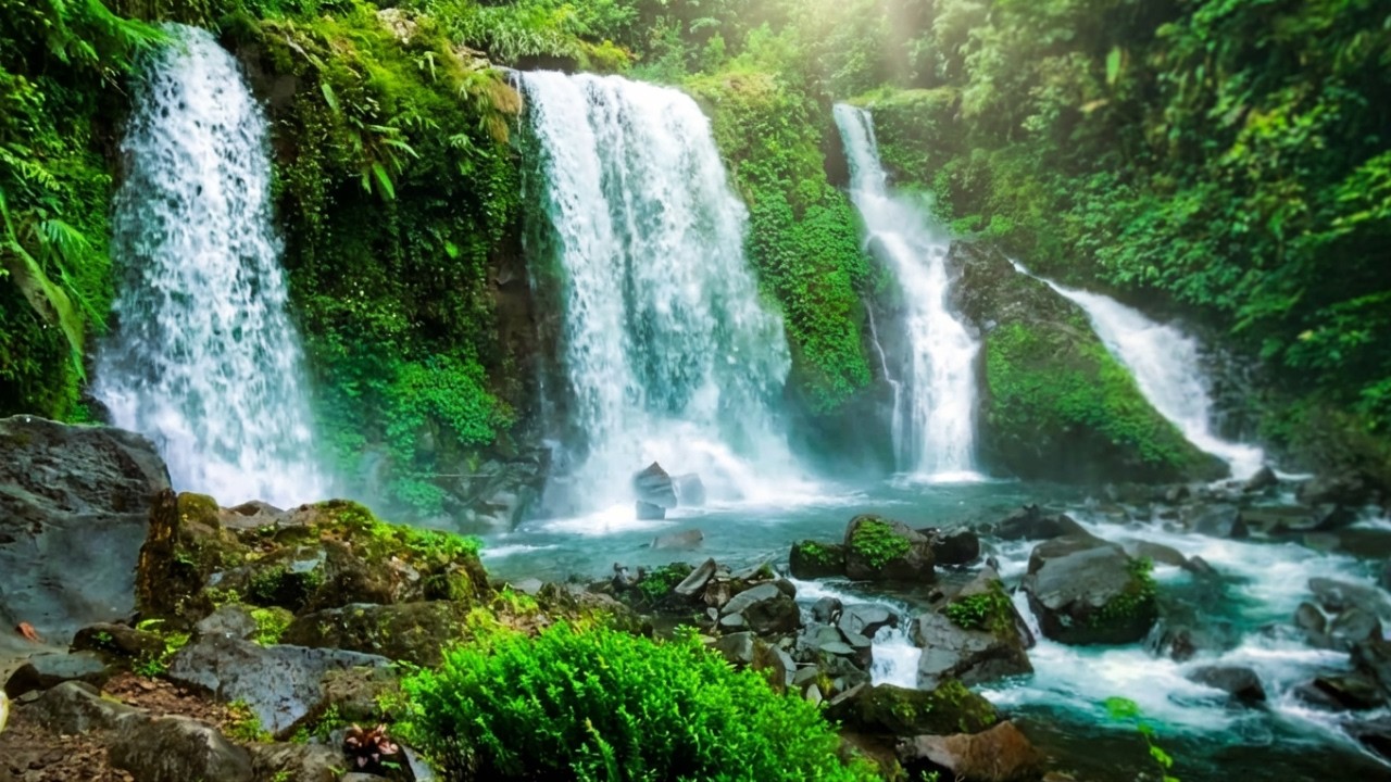 Emotional Healing Sleep Music with Midnight Waterfall for Deep Relaxation 💦🌙🤍