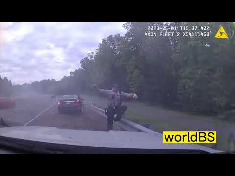 In a wild crash, an out-of-control car nearly hit a Fairfax officer, according to dashcam footage.