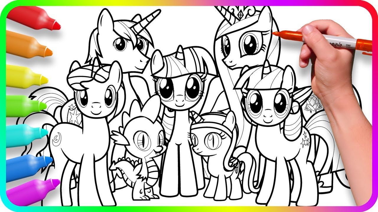 Coloring Pages MY LITTLE PONY - Twilight Sparkle with Friends. How to color My Little Pony. MLP