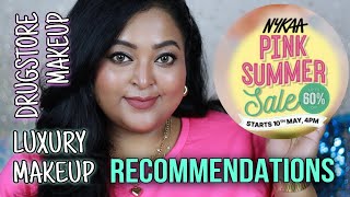 NYKAA PINK SUMMER SALE 2024 RECOMMENDATIONS|| Must Have DRUGSTORE & LUXURY MAKEUP| Review & Swatches