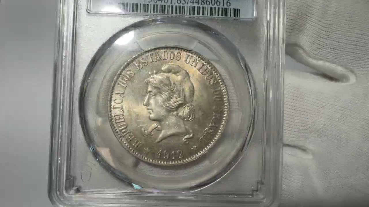 Moeda do Brasil: 2000 Réis 1912 -  EX Pat Johnson Collection - Graduado pela PCGS MS 63 -