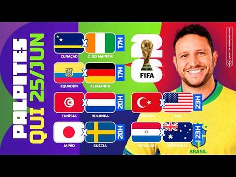 PALPITES COPA DO MUNDO 2026 - JOGOS 25/06 + PLACARES EXATOS BOLÃO