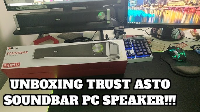 Unboxing Trust Arys 12w USB Powered Soundbar for PC - YouTube