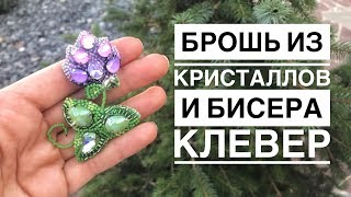 Брошь из бисера и кристаллов Клевер | как сделать брошь своими руками | clover crystal brooch Брошь из бисера и кристаллов Клевер | как сделать брошь своими руками | clover crystal brooch
