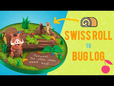 Swiss Roll to Lion King Bug Log Cake Tutorial | How To | Timon and Pumbaa | Cherry School