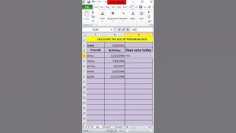 Calculate Age Days #age #excel #tipsandtricks #shorts