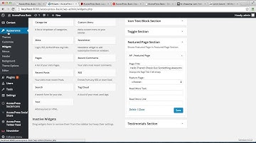 AccessPress Basic - How To Configure Toogle Section and Featured Page Section | WordPress Tutorial