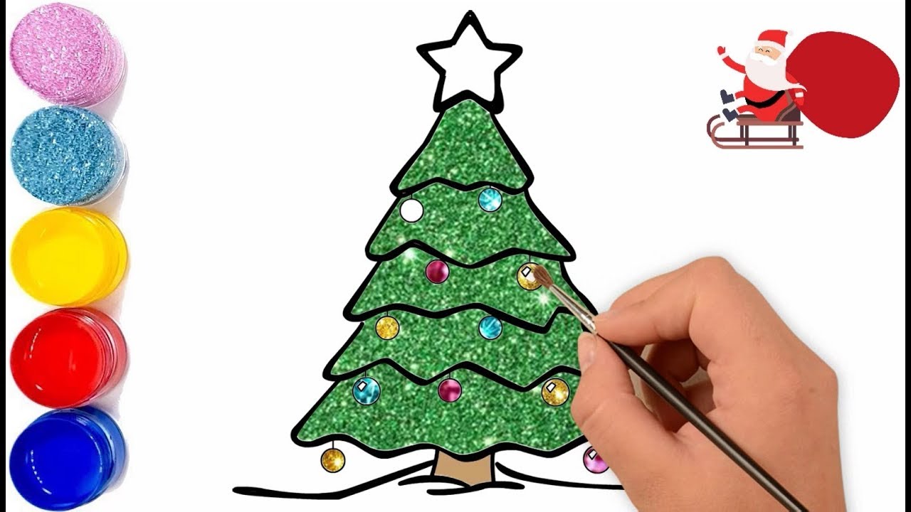 Cách vẽ cây Thông Noel - Tô màu tranh cát cây Thông - YouTube