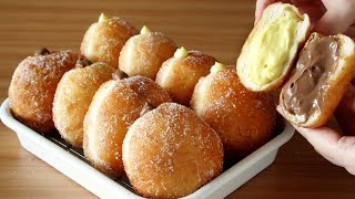 [No-Oven]Vanilla Custard Cream Donuts/ Chocolate Cream Donuts at home