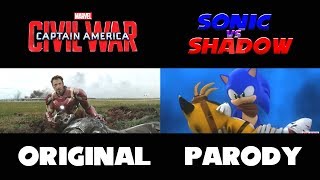 Captain America Civil War Official Trailer Side-By-Side W Sonic Vs Shadow The Movie Trailer