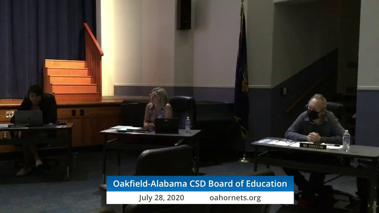July 28 2020 OakfieldAlabama CSD Board of Education Meeting YouTube