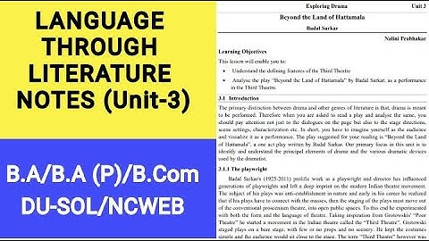 Language through Literature- Unit 3 Exploring Drama | Sem 3rd| B.A B.A(P) B.Com | DU-SOL/NCWEB