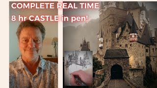 Complete Real-time 8hr pen drawing of Eltz Castle. Amazing soundtrack of Medieval & esoteric music.