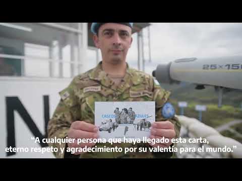 Cascos Azules recibieron las postales enviadas desde Tecnópolis