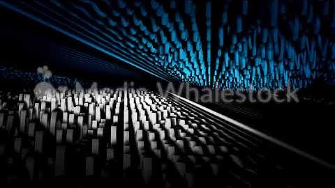 Abstract 3d lines vibrating and moving on black background, seamless loop. Animation. Half blue half