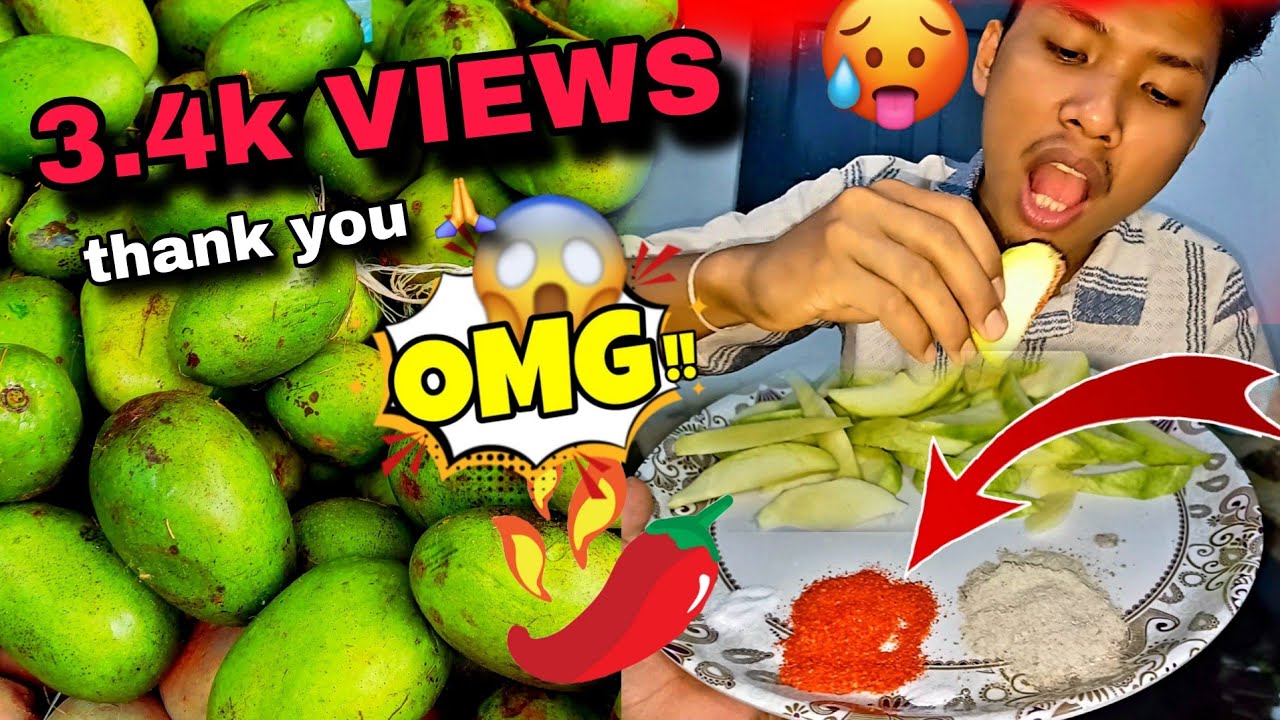 Eating Green mangoes with | Dry chilli powder | full spicy🥵 | 
