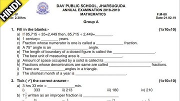 Dav class 4 question paper of math of annual/final exam | Dav public school | 2022 |