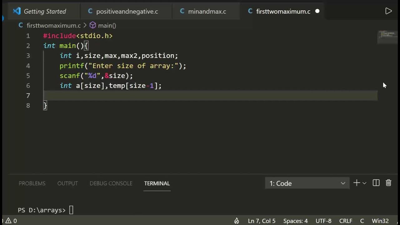 Find two largest number in array | array in C - YouTube