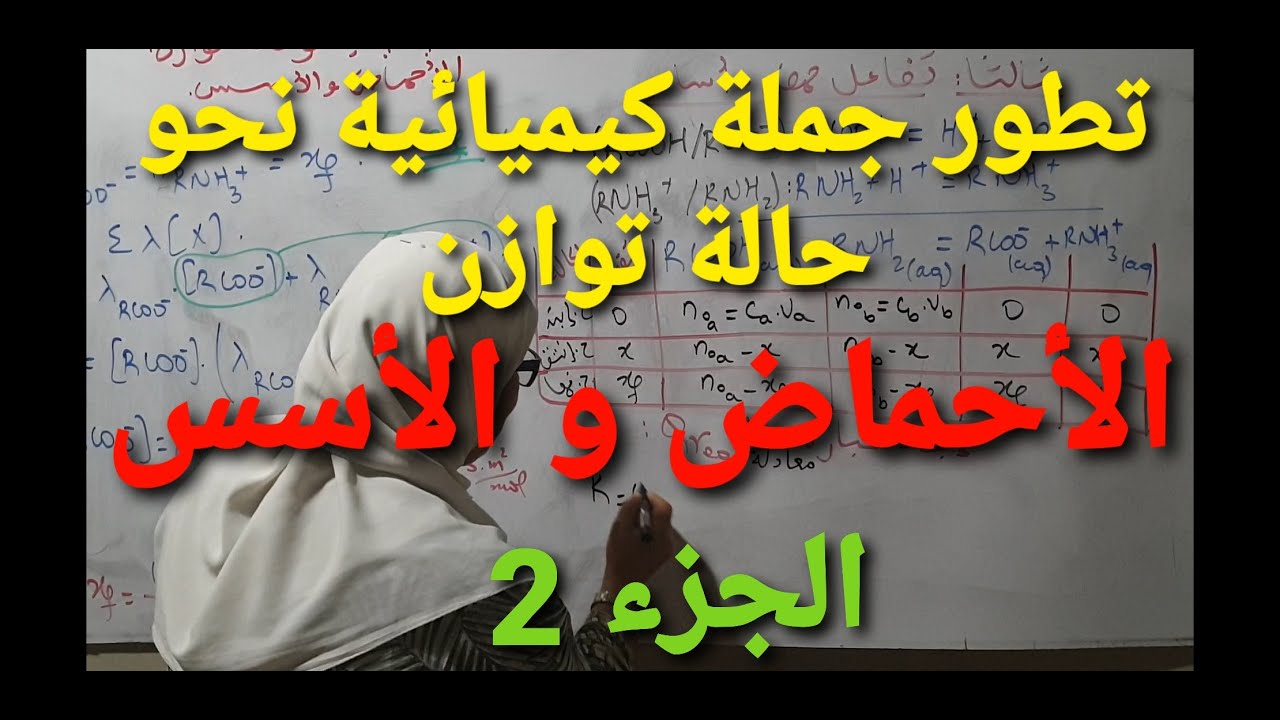 تطور جملة كيميائية نحو حالة التوازن  الأحماض و الأسس الجزء2 تفاعلات الإنحلال  و تفاعل حمض أساس