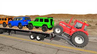Flatbed Truck Mcqueen | Transportation with Truck - Pothole vs Car #1 - BeamNG.Drive screenshot 3