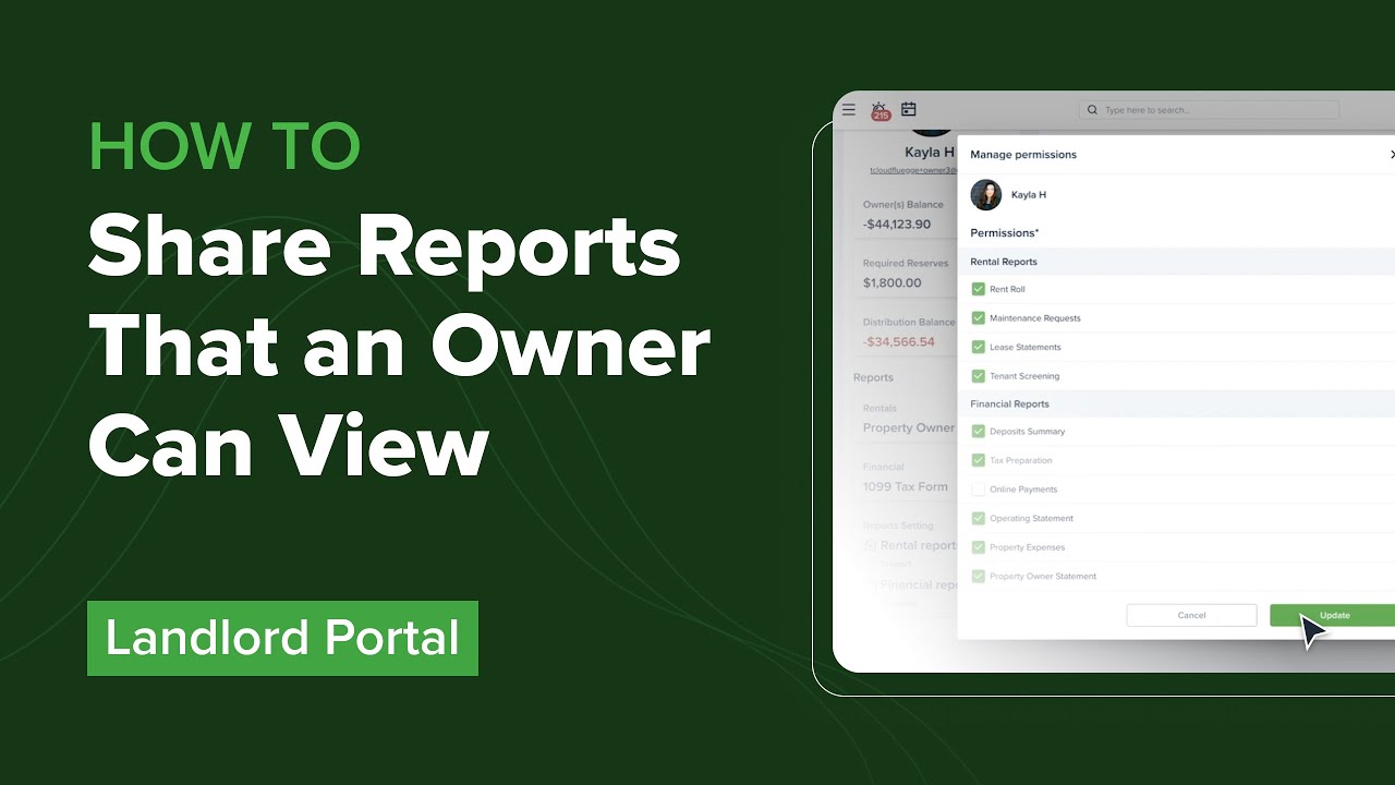 How to share reports that an owner can view (Landlord) Rent