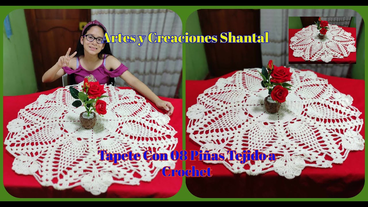 Te Enseño Como Tejer Este Lindo Tapete Grande Con 08 Piñas Paso a Paso Tejido a Crochet.