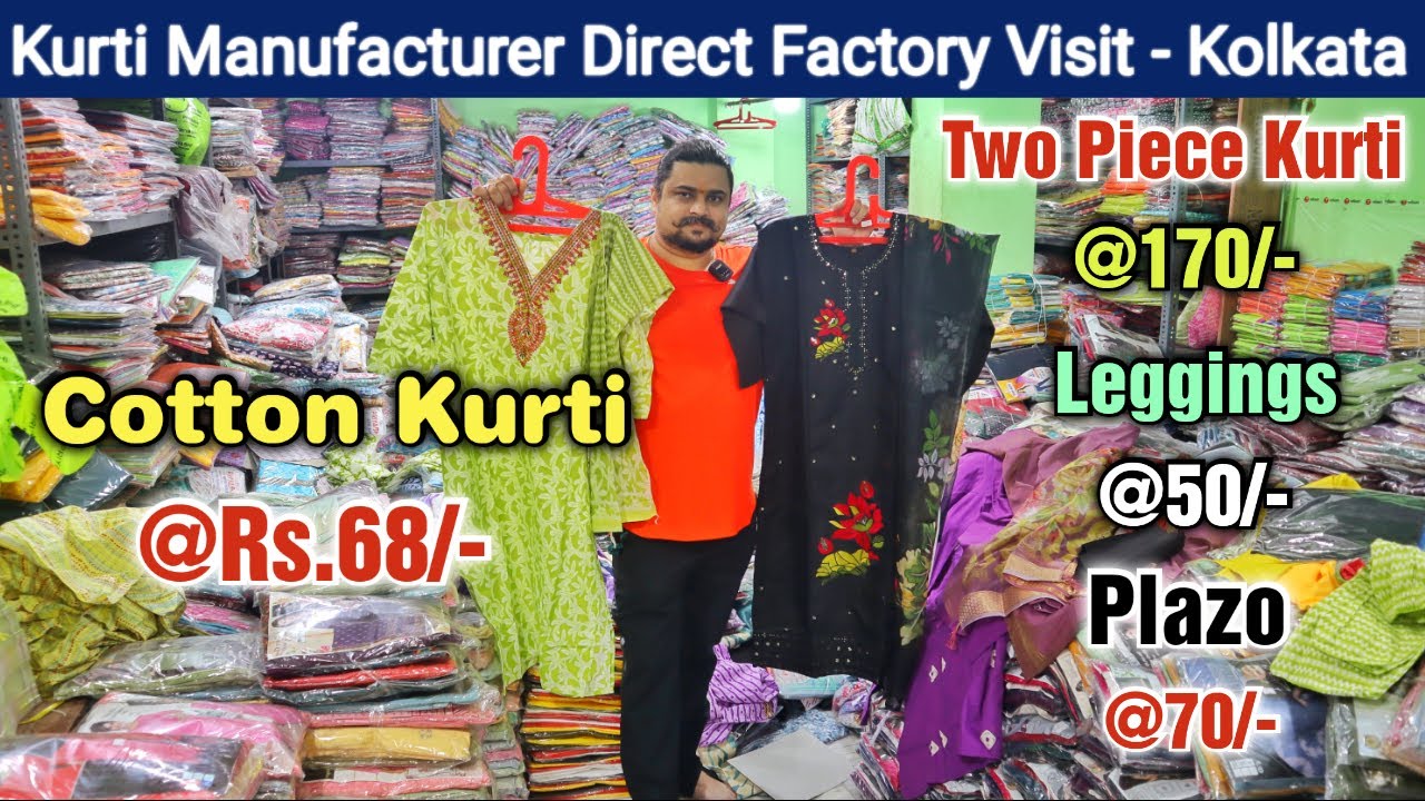 @Rs.68/- Pure Cotton Kurti, Two Piece, Three Piece, Gowns, Plazo, Leggings Manufacturer in Kolkata