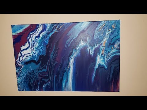 Beautiful & Huge acrylic pour on 3ft x 2ft canvas using primal flow pre mixed ready to pour paint