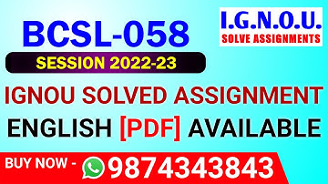BCSL-058 Solved Assignment 2022-23 in English, BCSL 58 Solved Assignment 2023, BCSL 58 Assignment