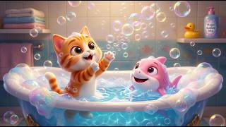 Kitty and Baby Shark Bubble Bath Time π¦ Splish Splash Bath Song and Good Habits Rhymes for Toddlers