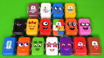 Numberblocks - Mixing CLAY with SLIME inside Suitcase, Coloring! Satisfying ASMR Video