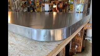 Zinc Dining Table Rounded Corners Trestle Base Complete Build
