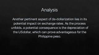 Effect of De-Dollarization in the Philippines