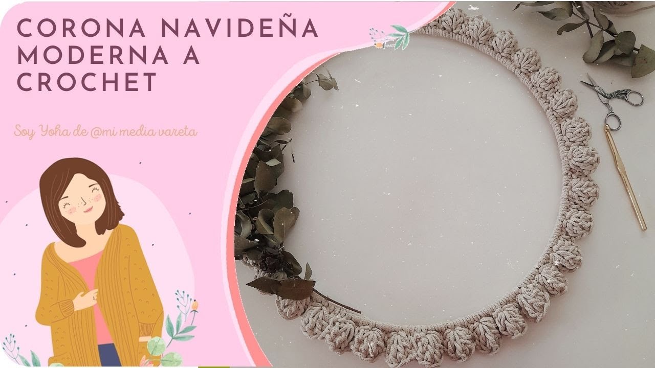 Cómo hacer una CORONA MODERNA A CROCHET- Tutorial para tejer una corona navideña a crochet