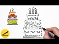 Cake drawing – How to draw a Birthday Cake for Kids easy