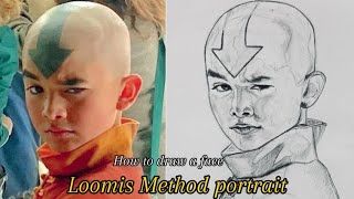 Loomis Method portrait Face:How to Draw Aang’s Face form Avatar beginners step by step