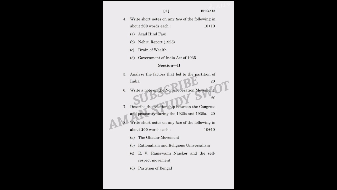 BHIC-113 JUNE 2023, Previous Year Question Paper 