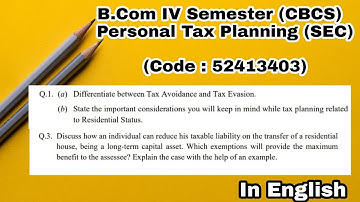 B.Com IV Semester (CBCS)  Personal Tax Planning Solved assignment