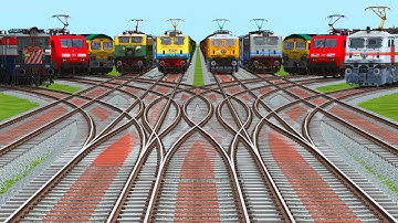 All Realistic Trains Run At Bumpy 🪅 Railroad Tracks | risky railroad crossing for toddlers
