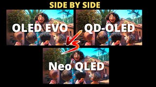 QD OLED vs Neo QLED vs OLED Evo in Daytime Side by Side Comparison S95B vs QN90B vs G1
