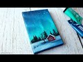 How to paint northern lights  easy acrylic painting tutorial for beginners  mini canvas painting