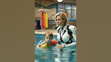 Robot Watches Kid Swim with a Turtle! #robot #nextgenai #automation #marvel #robots #roboticssystem